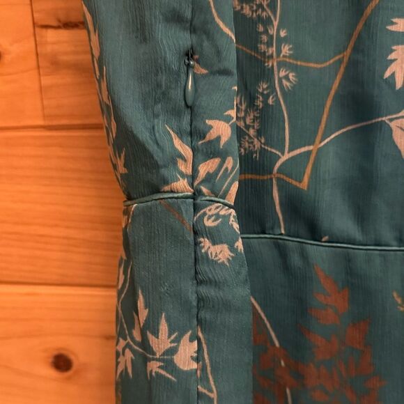 Vintage ECI Size Medium Silk V Neck Chinese Mandarin Collar Babydoll Blouse - Picture 10 of 14